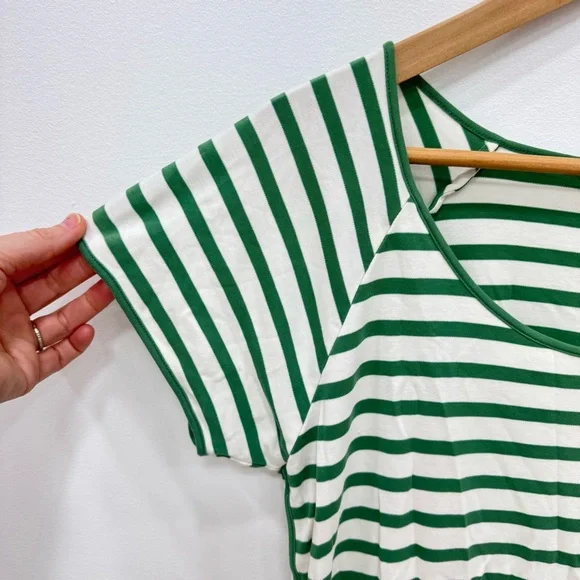 Lake Anchor Striped Pima Cotton Pajama Top Only Classic Cream Green Stripe Sz M - Picture 4 of 5